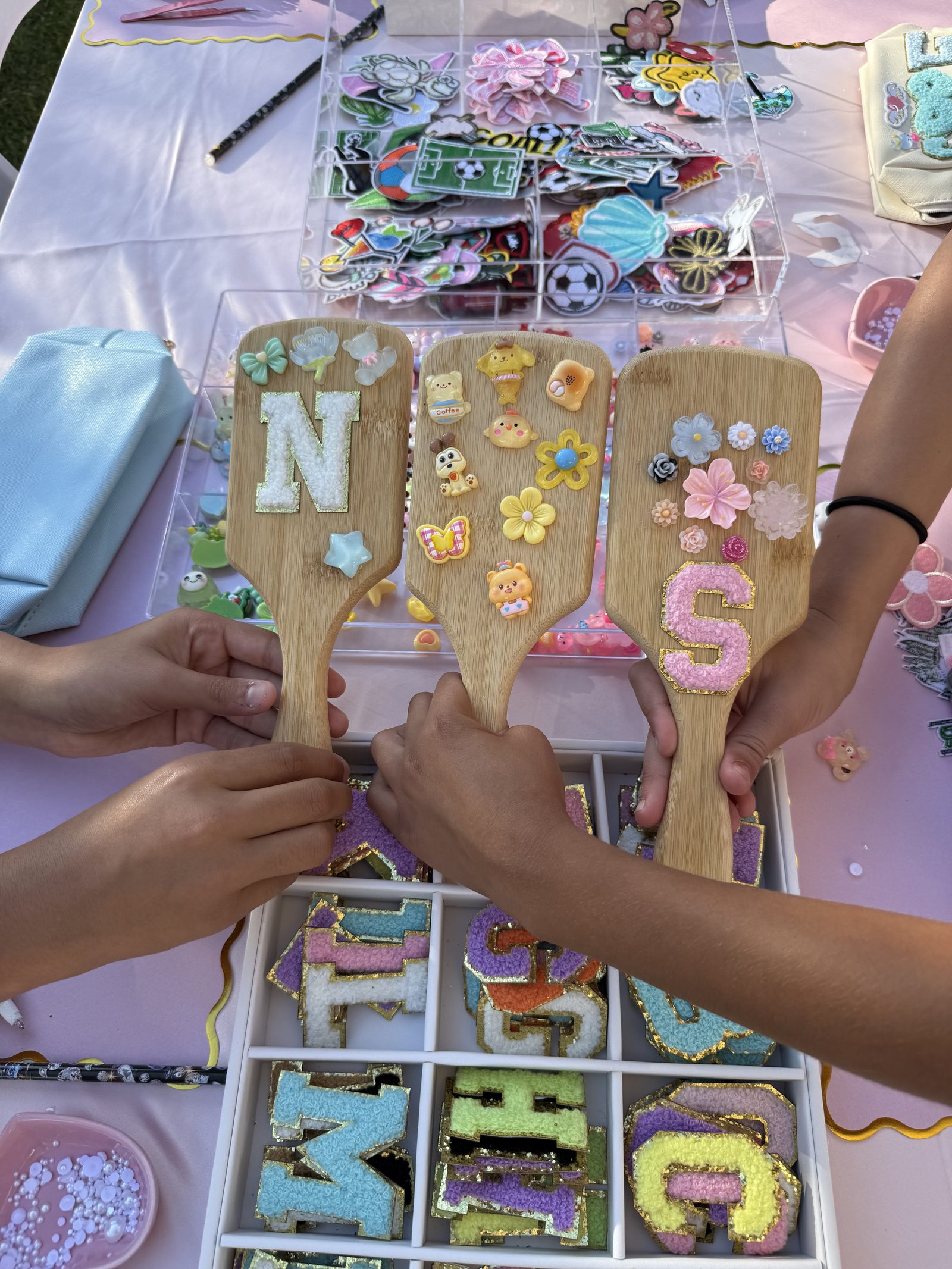 Bedazzle bar setup with rhinestone embellishments