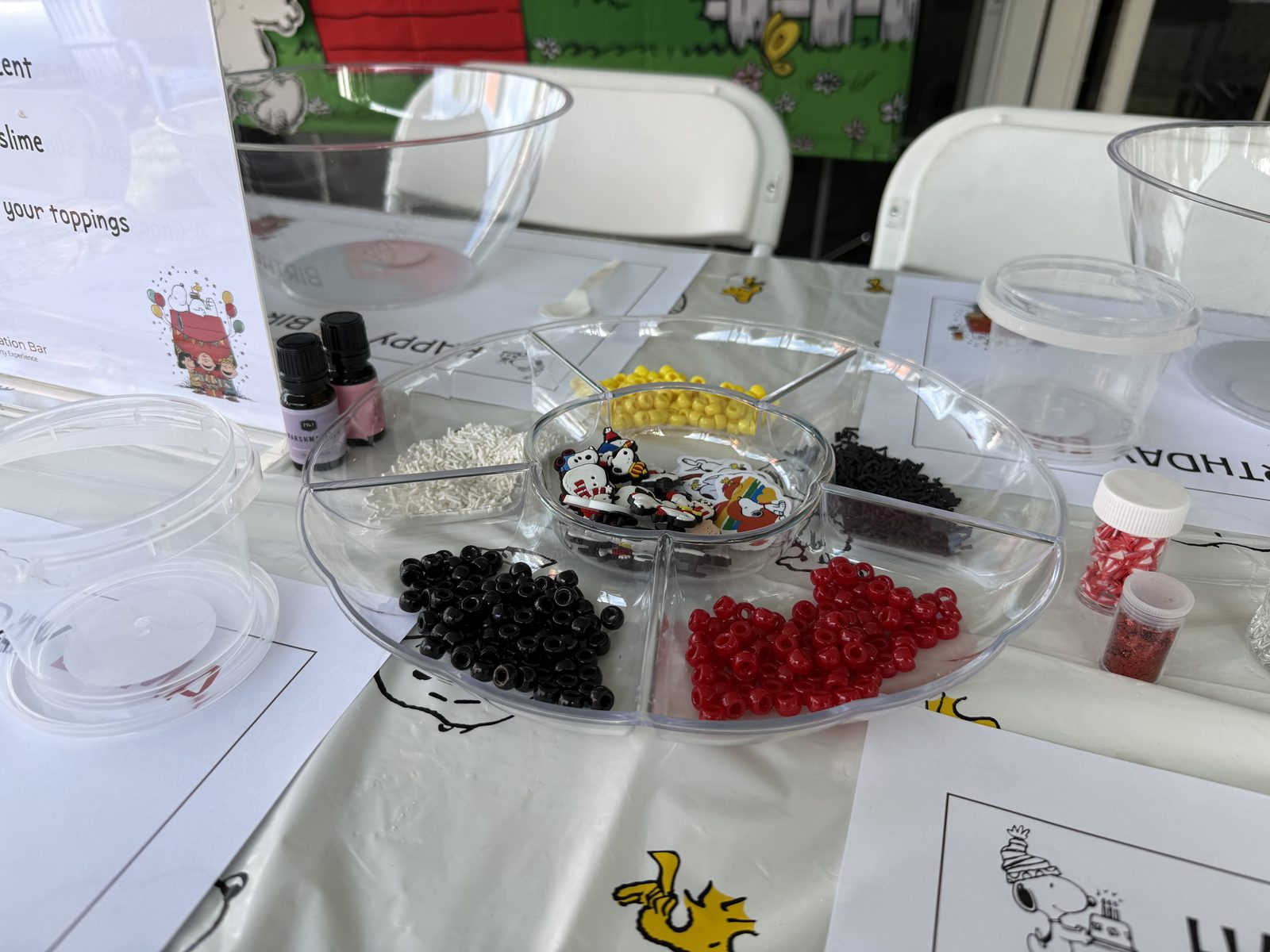 The Slime Bar at a Los Angeles kids' birthday party — Kids mix their own slime from a curated selection of bases, scents, and mix-ins